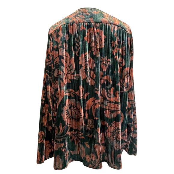 Anthropologie Faustine Velvet Peasant Top Womens Size Small Floral Oversized - Picture 6 of 12